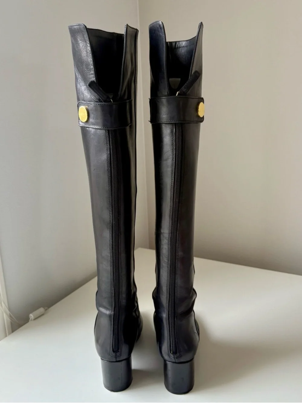 NINE WEST Black Over-the-Knee Leather Boots 6.5 - Picture 2 of 9